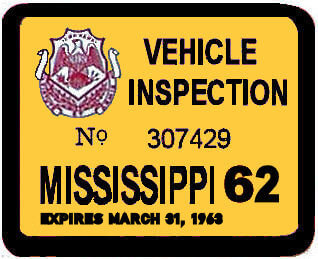 (image for) 1962 Mississippi inspection Sticker